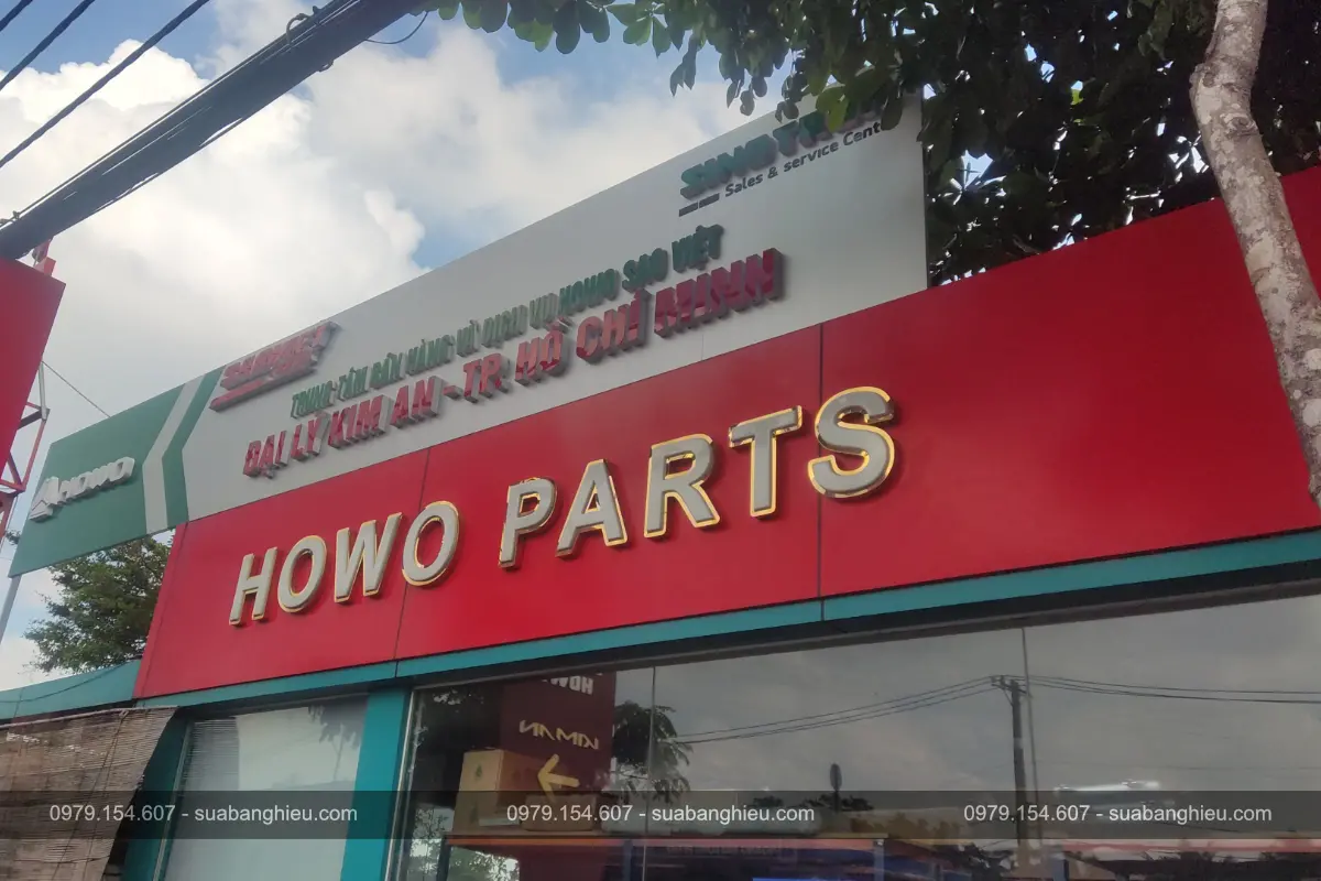 Bảng Hiệu Meca Chữ Nổi Howo Parts - Đại Lý Kim An