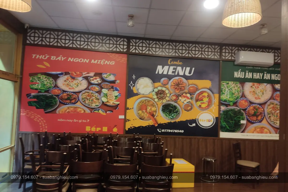 Backdrop In PP Cán Formex Menu Gắn Tường Bếp Huế