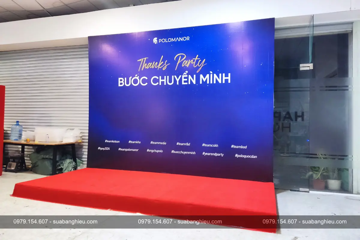 Backdrop Sân Khấu Chương Trình Thanks Party "Bước Chuyển Mình" Của POLOMANOR