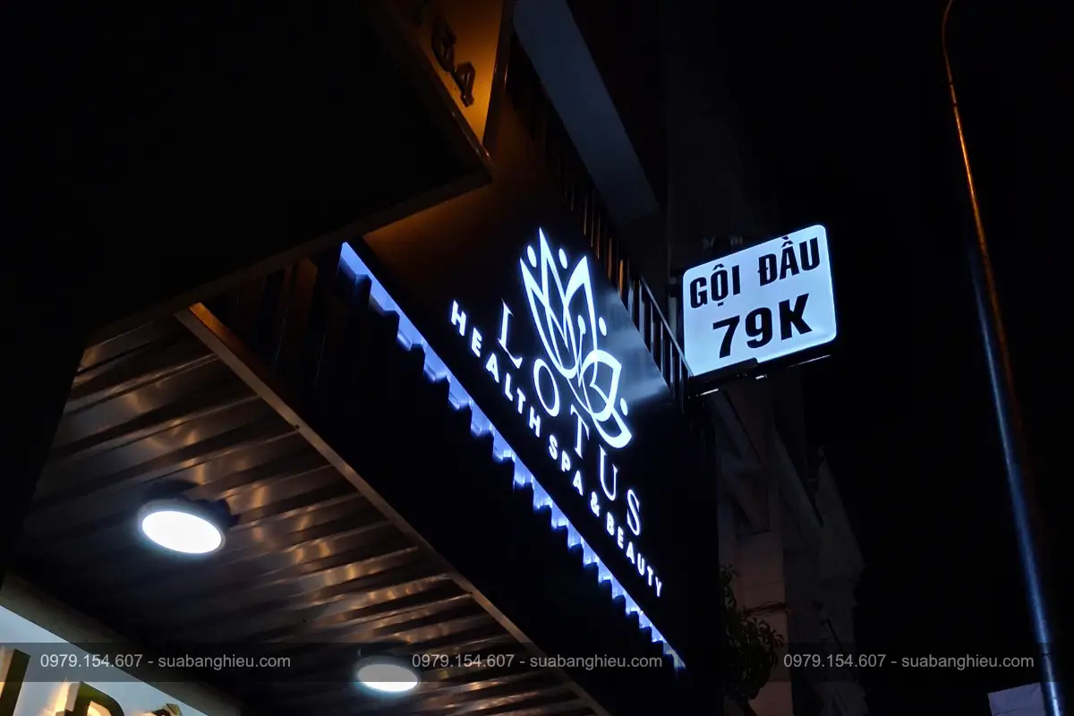 Bảng Hiệu Hộp Đèn Gội Đầu 79k Lotus Spa
