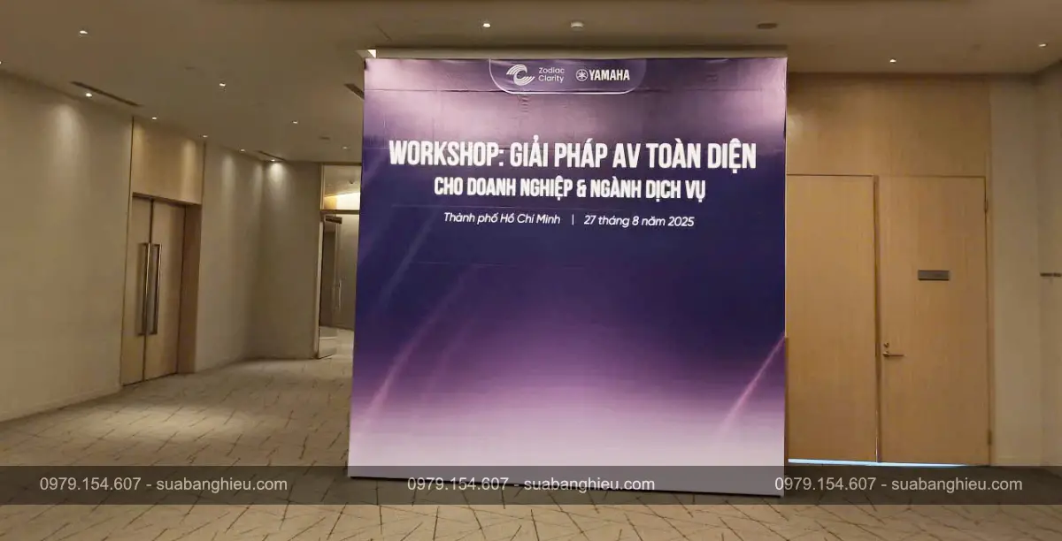 Backdrop Bạt Hiflex Sự Kiện Workshop Tại Khách Sạn Nikko Saigon