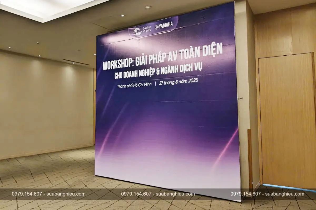 Backdrop Bạt Hiflex Sự Kiện Workshop Tại Khách Sạn Nikko Saigon