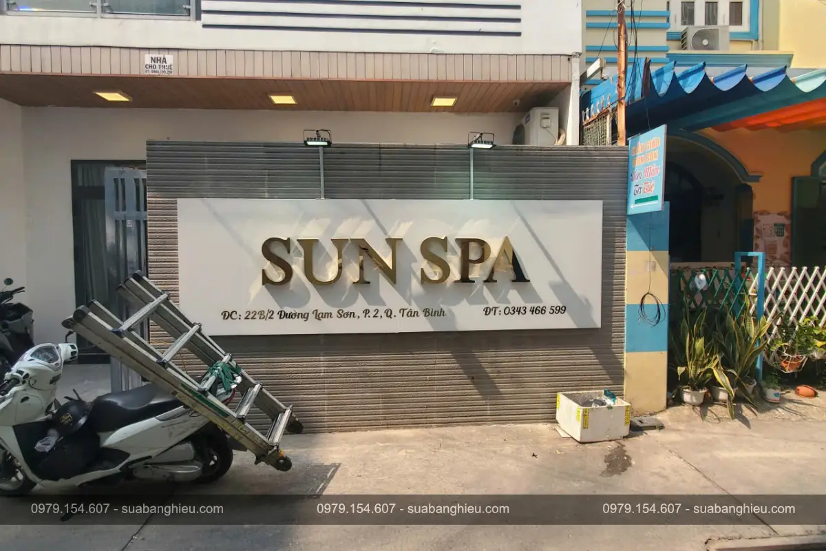 Bảng Hiệu Alu Bóng Chữ Nổi Sun Spa