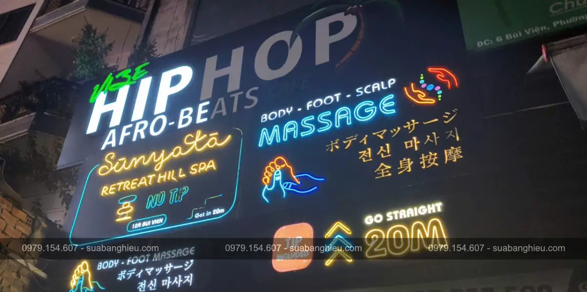 Bảng Hiệu Viền Led Vibe Hiphop Afro Beats Cafe