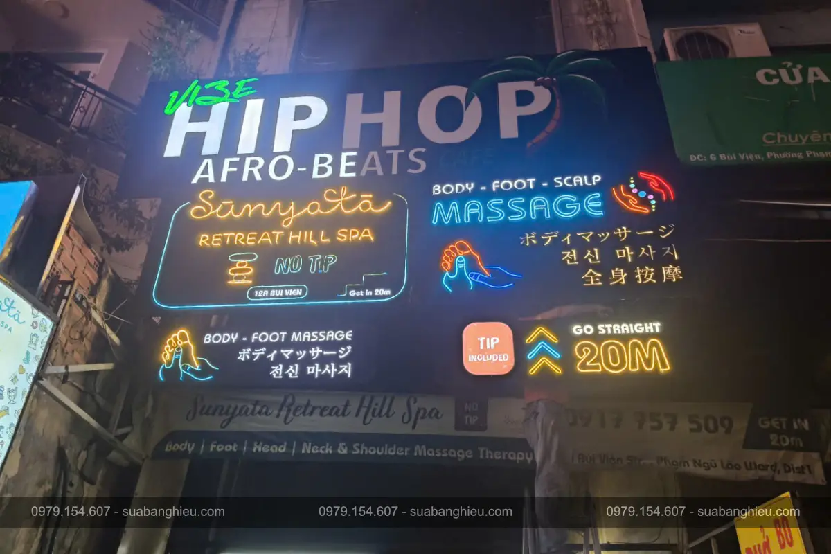 Bảng Hiệu Viền Led Vibe Hiphop Afro Beats Cafe