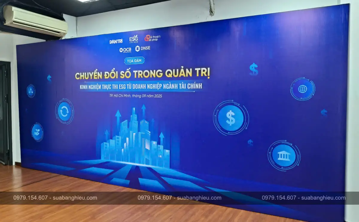 Backdrop Hiflex Giới Thiệu Buổi Tọa Đàm Chuyển Đổi Số Trong Quản Trị