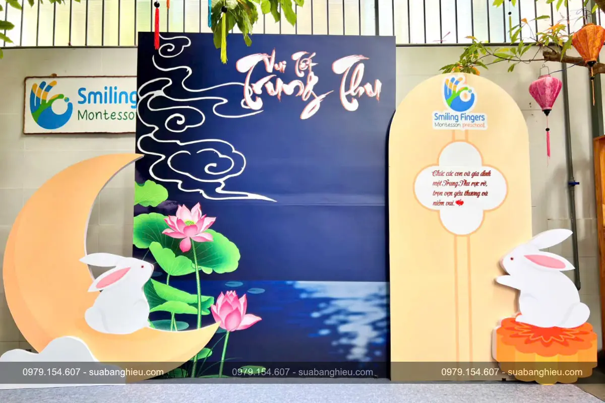 Backdrop PP Cán Formex Chương Trình Vui Tết Trung Thu Tại Smiling Fingers