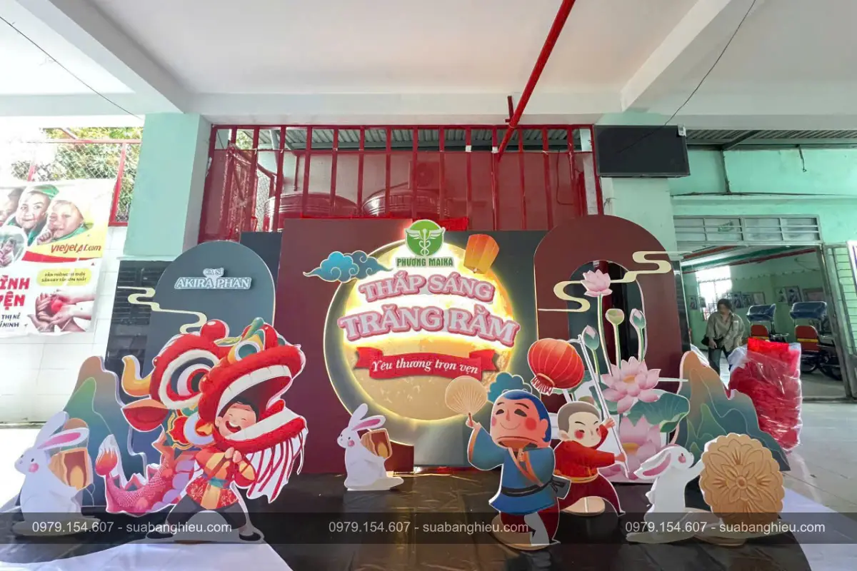 Backdrop Trung Thu In PP Bồi Formex Thắp Sang Trăng Rằm Tại Công Ty Dược Phương Maika