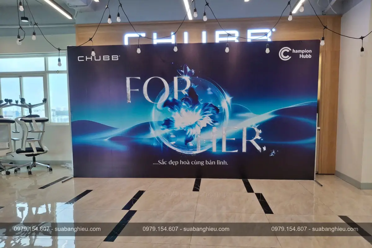 Backdrop In Hiflex Giới Thiệu Sự Kiện Champion Hubb For Her Tại Chubb Việt Nam