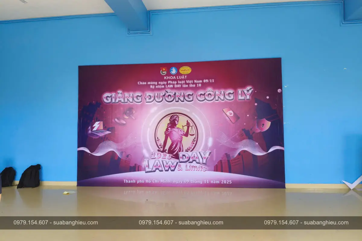 Backdrop Hiflex Chào Mừng Ngày Pháp Luật Việt Nam Và Kỷ Niệm LAW DAY Lần Thứ 10