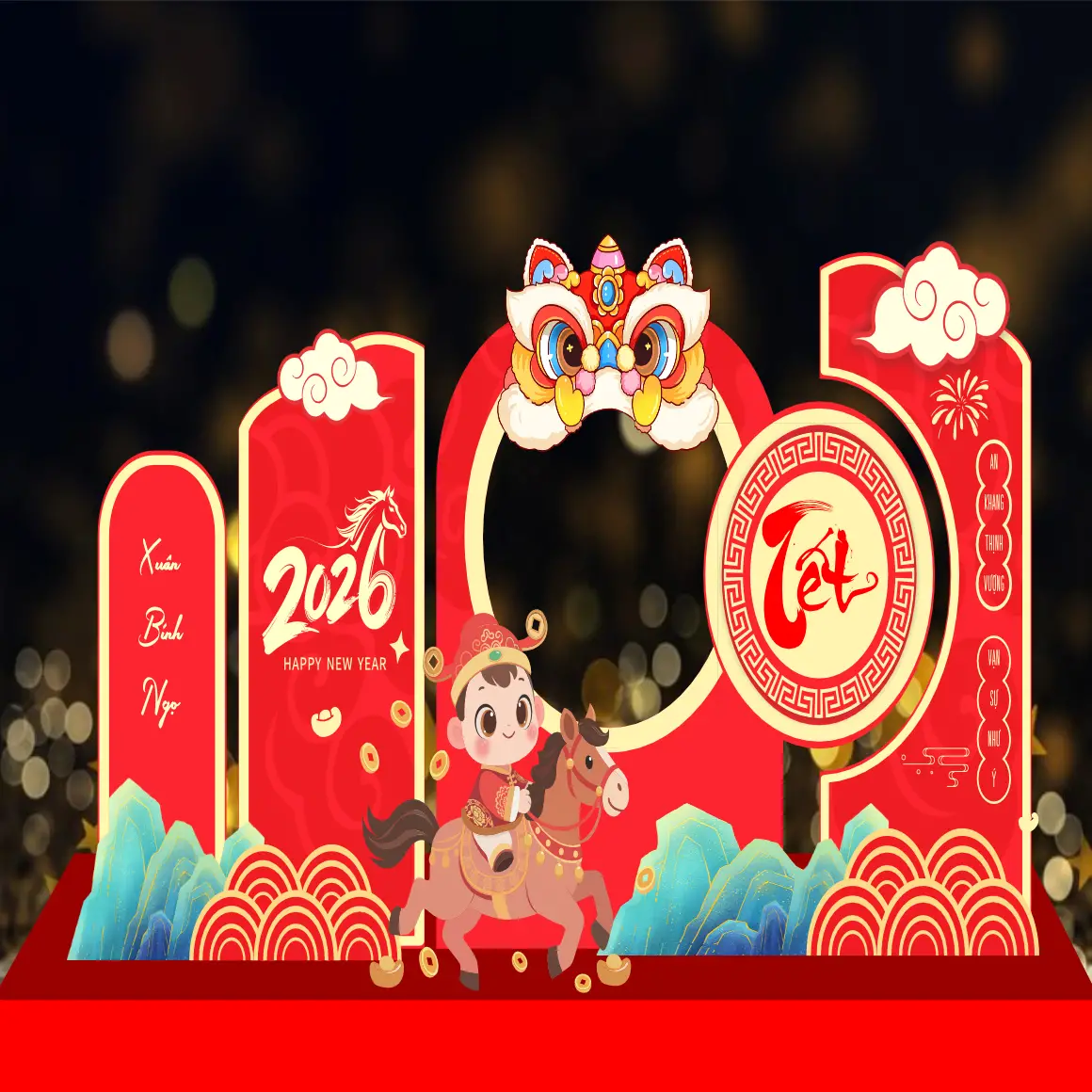 Mẫu Thiết Kế Backdrop Năm Mới F06