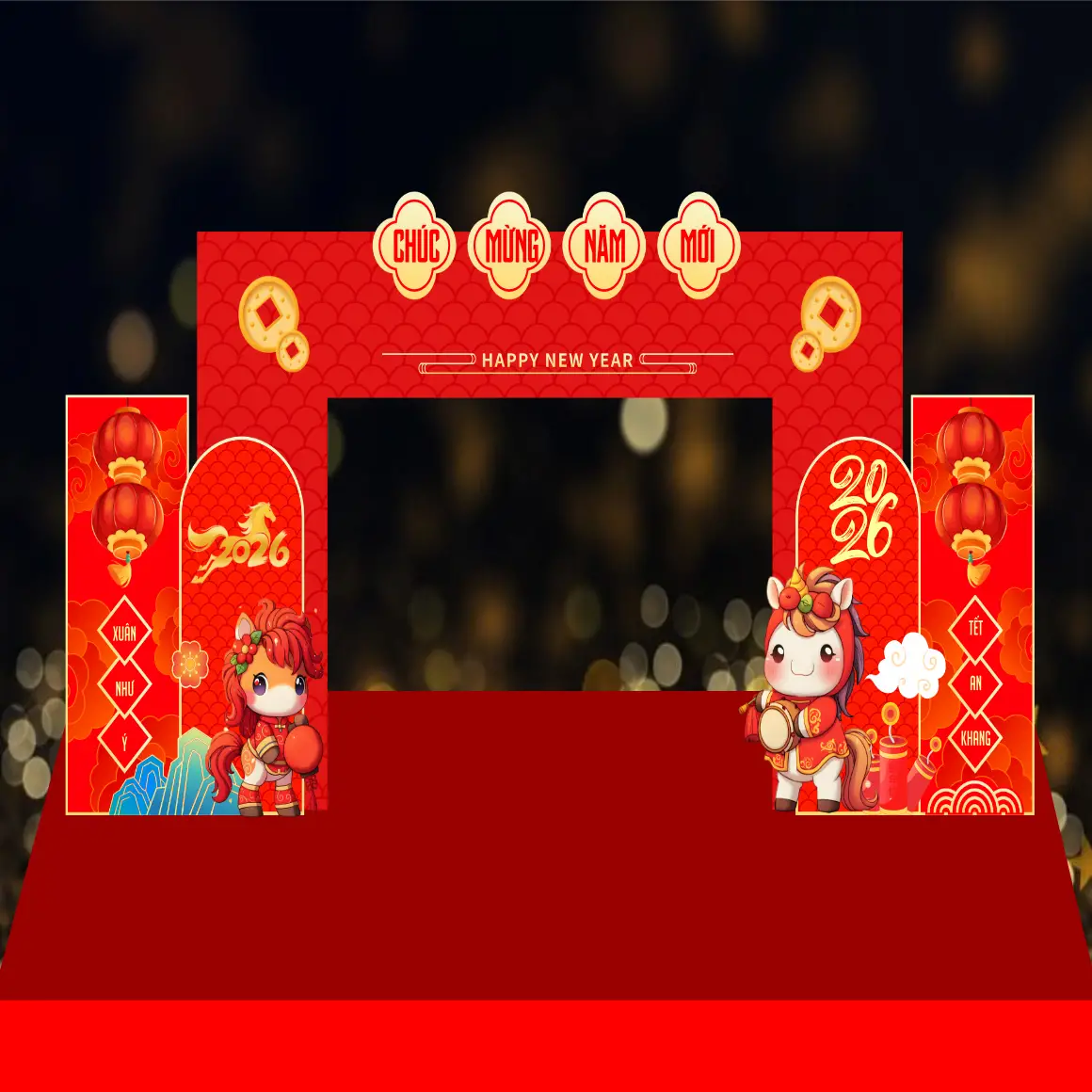 Mẫu Thiết Kế Backdrop Năm Mới F09