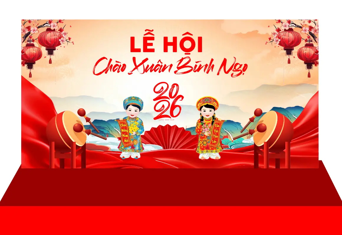 Mẫu Thiết Kế Maket Backdrop Năm Mới H11