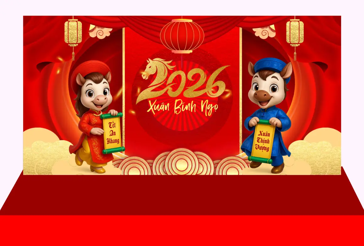 Mẫu Thiết Kế Maket Backdrop Năm Mới H13