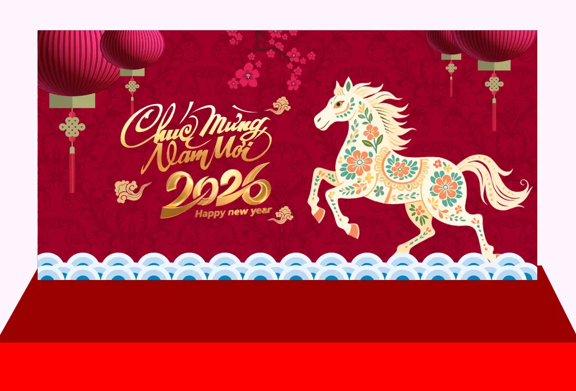 Mẫu Thiết Kế Maket Backdrop Năm Mới H14