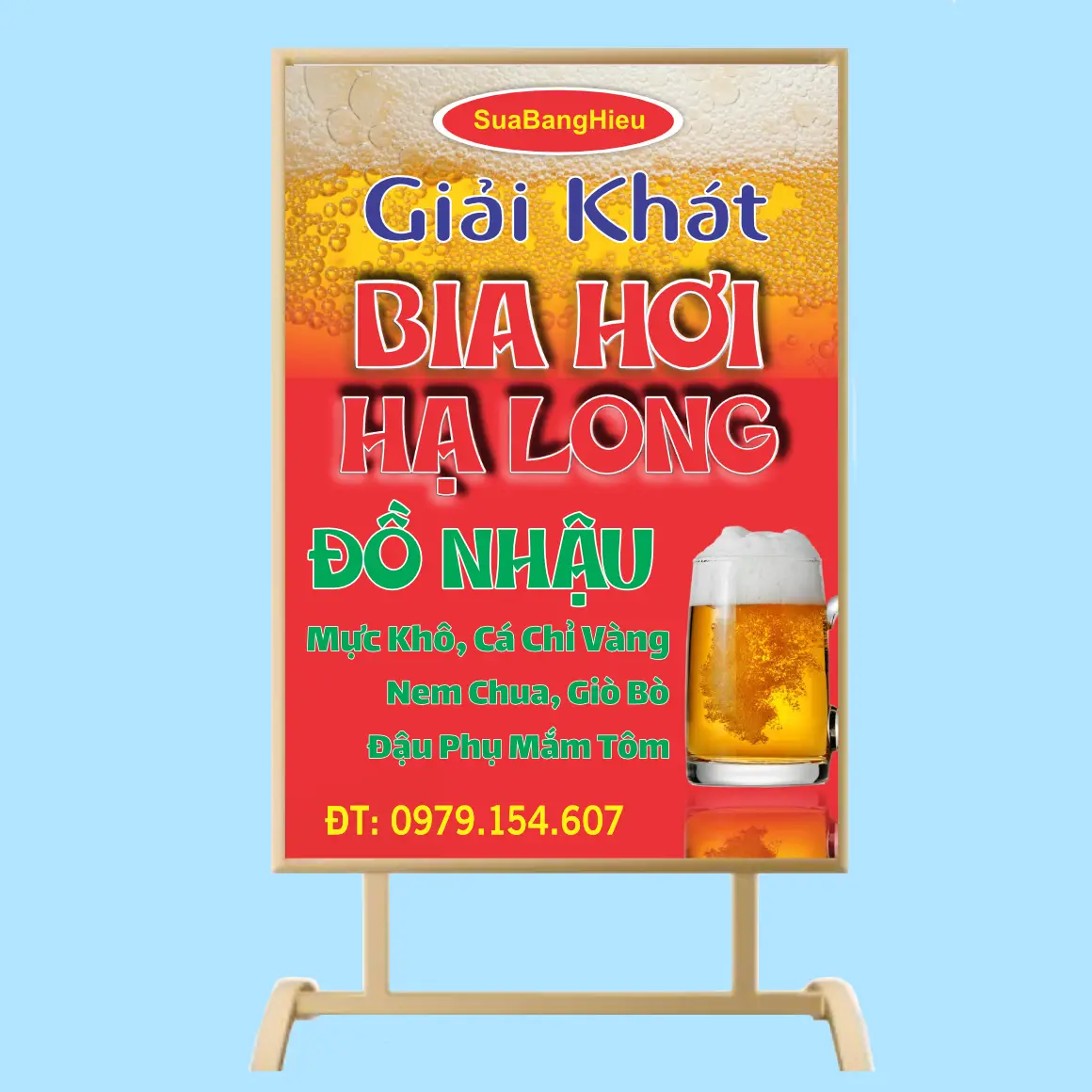 Mẫu Thiết Kế Bảng Hiệu Standee Chân Sắt Quán Ăn B856