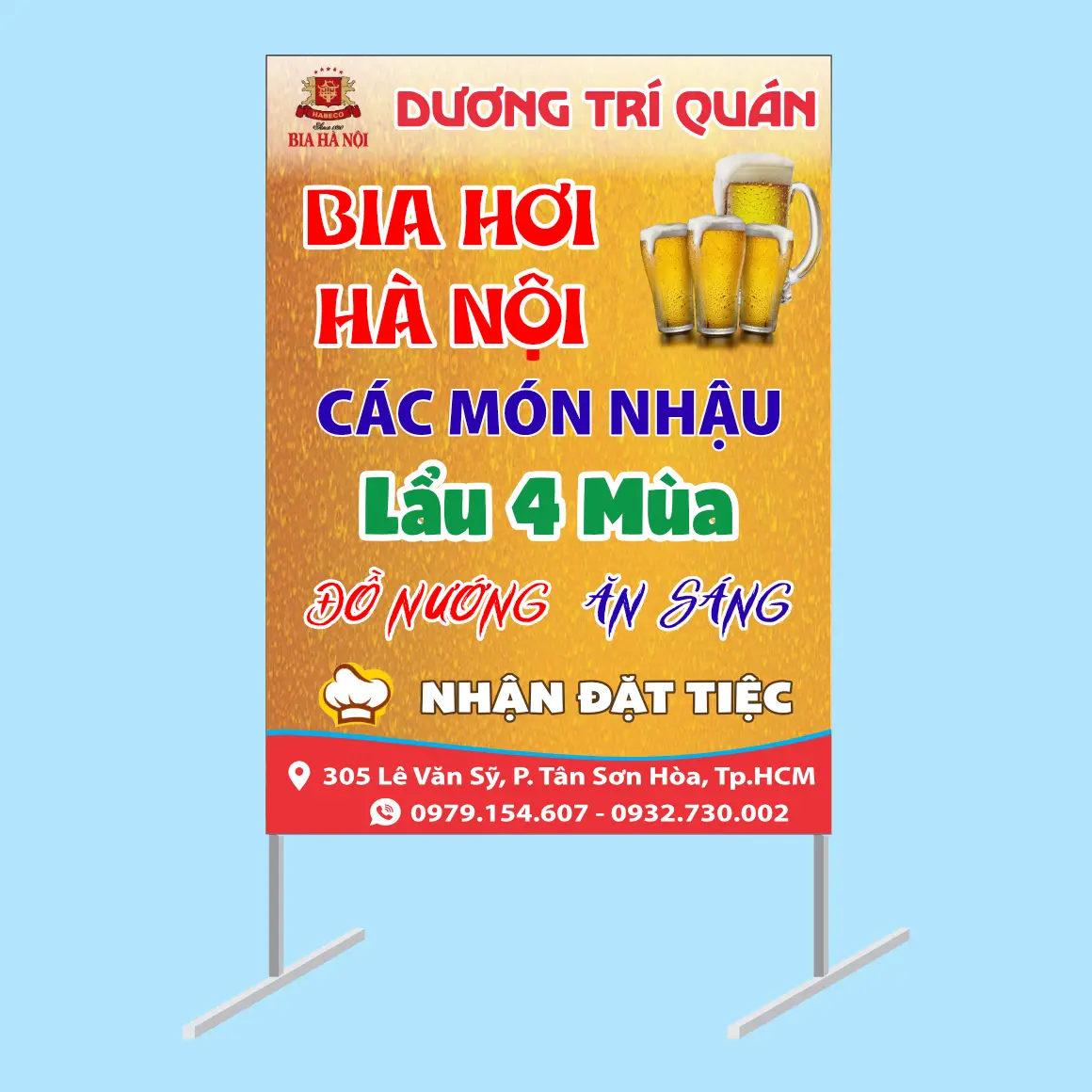Mẫu Thiết Kế Bảng Hiệu Standee Chân Sắt Quán Nhậu B834