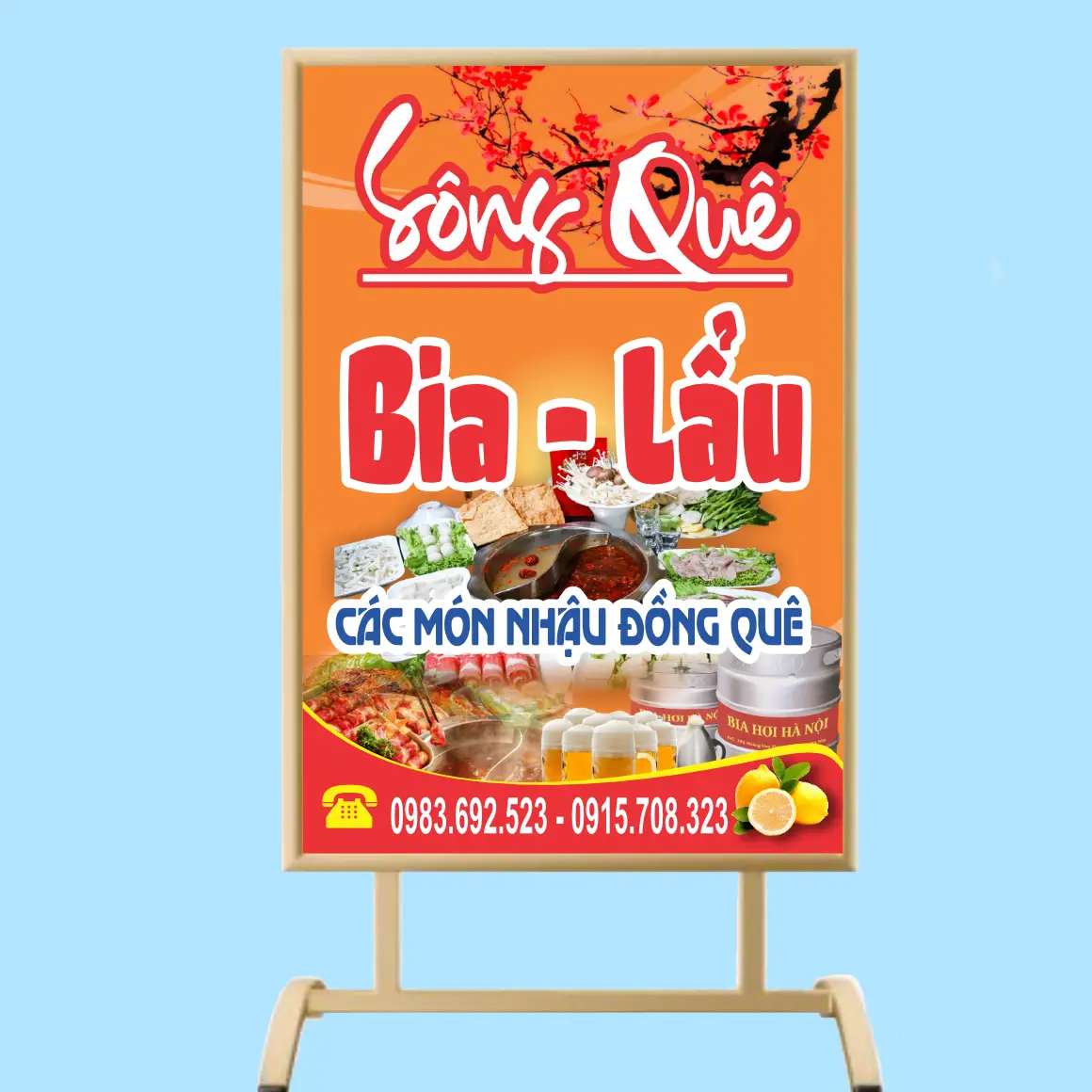 Mẫu Thiết Kế Bảng Hiệu Standee Chân Sắt Quán Nhậu B854