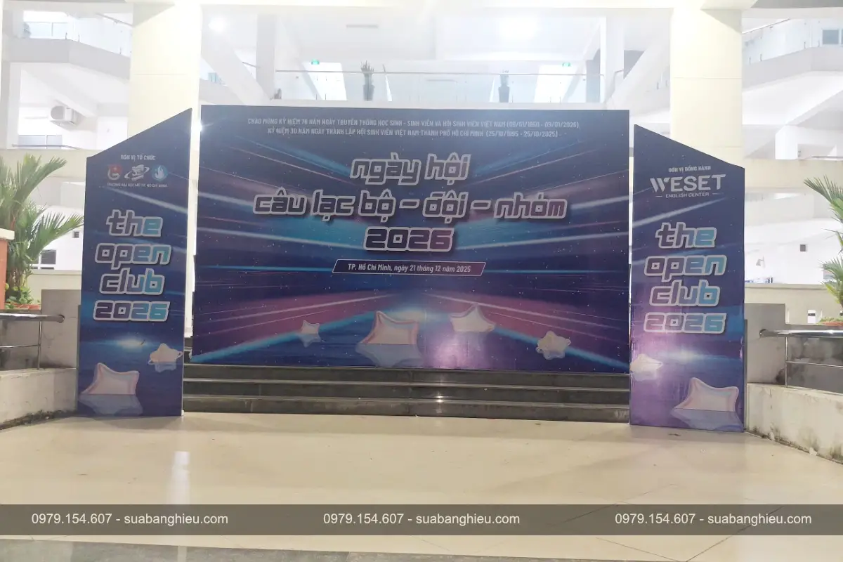 Backdrop Sự Kiện Ngày Hội Câu Lạc Bộ Đội - Nhóm 2026 Tại Trường Đại Học Mở Tp.HCM