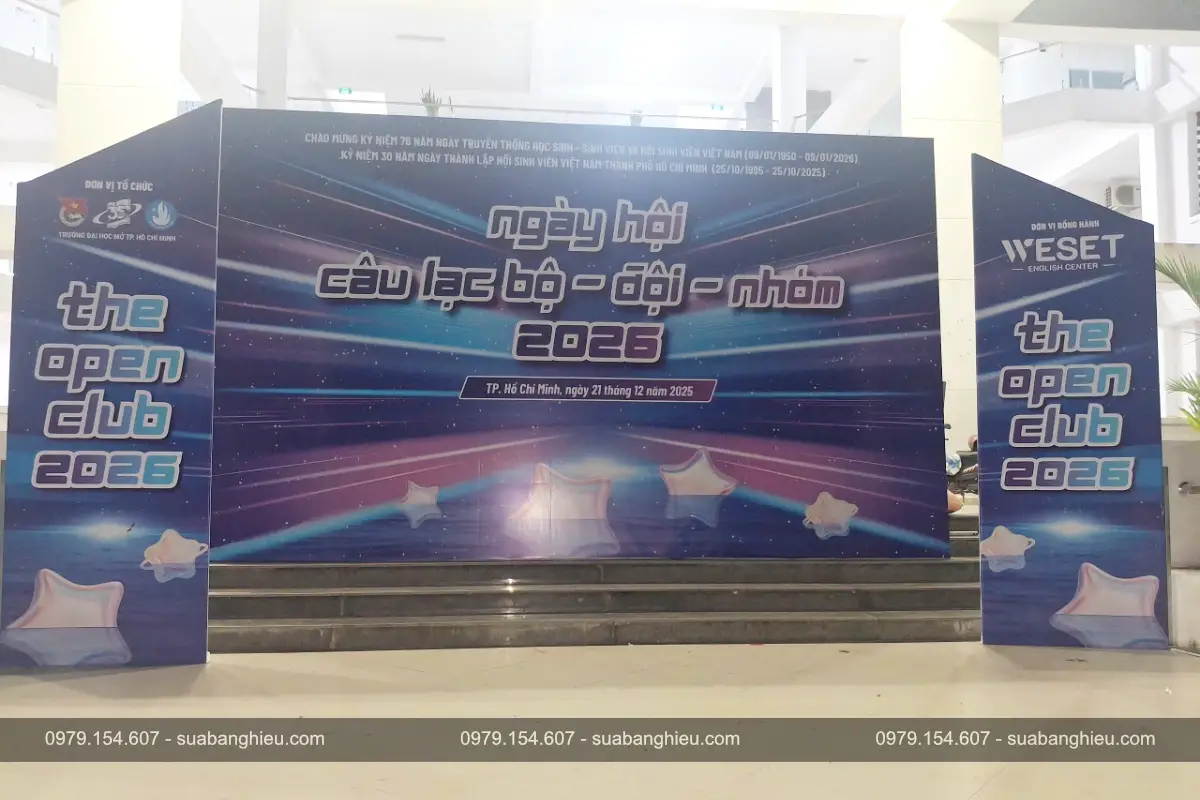 Backdrop Sự Kiện Ngày Hội Câu Lạc Bộ Đội - Nhóm 2026 Tại Trường Đại Học Mở Tp.HCM