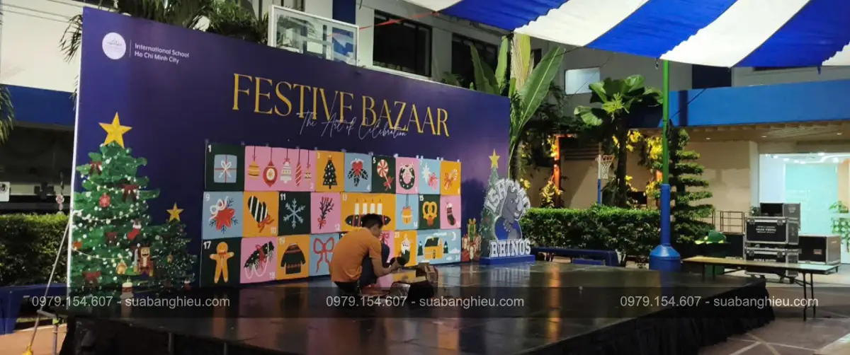Backdrop Trang Trí Sân Khấu Sự Kiện Festive Bazzar Tại Trường Quốc Tế Đức Tp.HCM