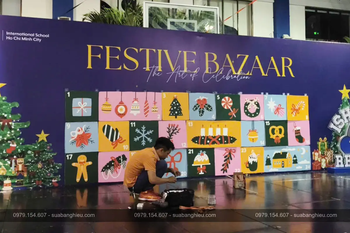 Backdrop Trang Trí Sân Khấu Sự Kiện Festive Bazzar Tại Trường Quốc Tế Đức Tp.HCM