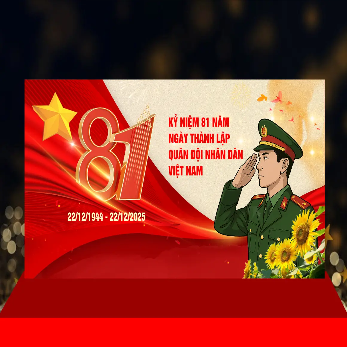 Mẫu Thiết Kế Backdrop Kỷ Niệm Ngày Thành Lập Quân Đội Nhân Dân Việt Nam H101