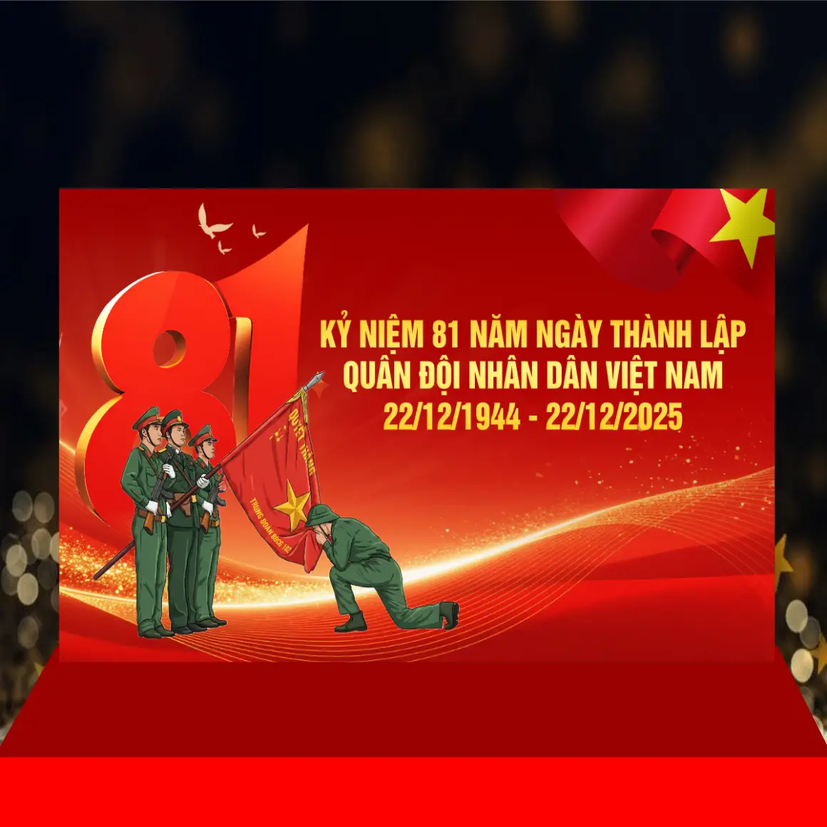 Mẫu Thiết Kế Backdrop Kỷ Niệm Ngày Thành Lập Quân Đội Nhân Dân Việt Nam H102