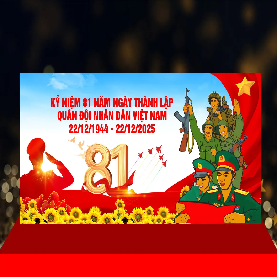 Mẫu Thiết Kế Backdrop Kỷ Niệm Ngày Thành Lập Quân Đội Nhân Dân Việt Nam H100