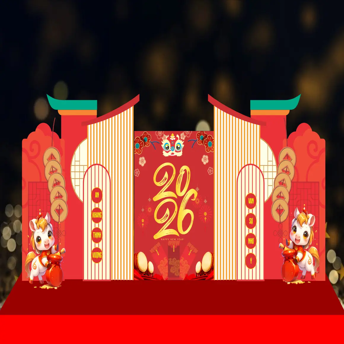 Mẫu Thiết Kế Backdrop Năm Mới F05