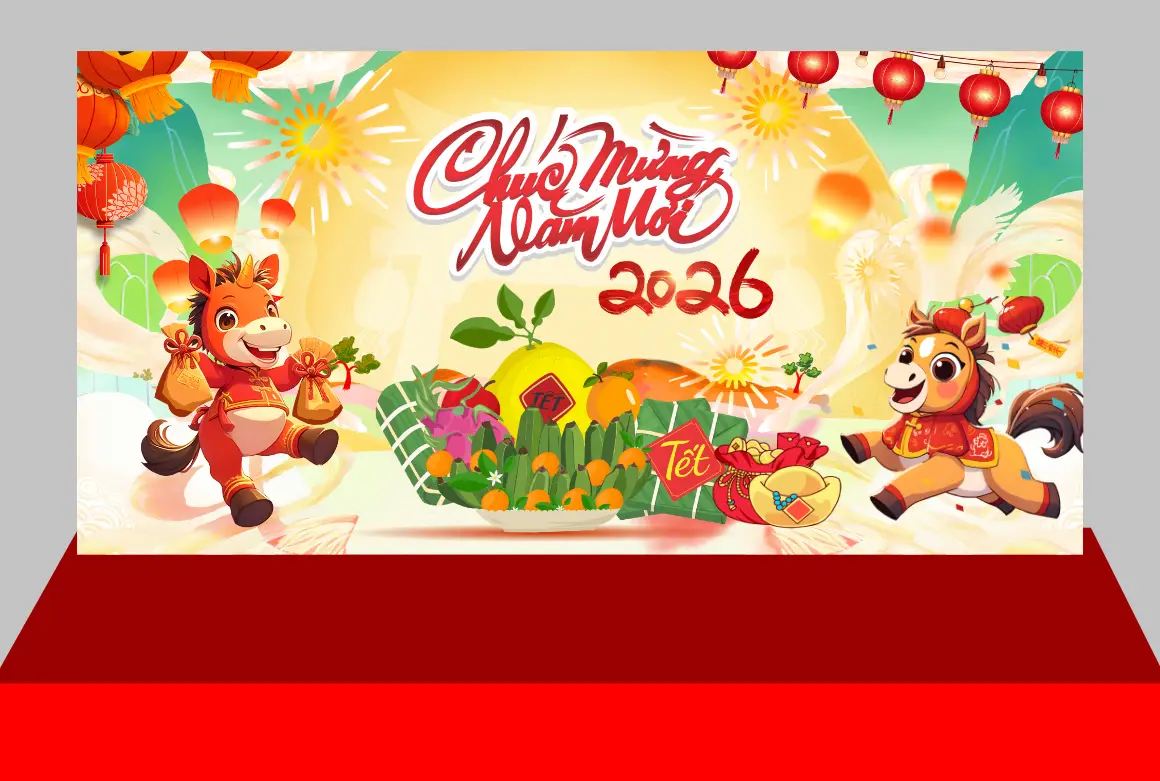 Mẫu Thiết Kế Maket Backdrop Năm Mới H16