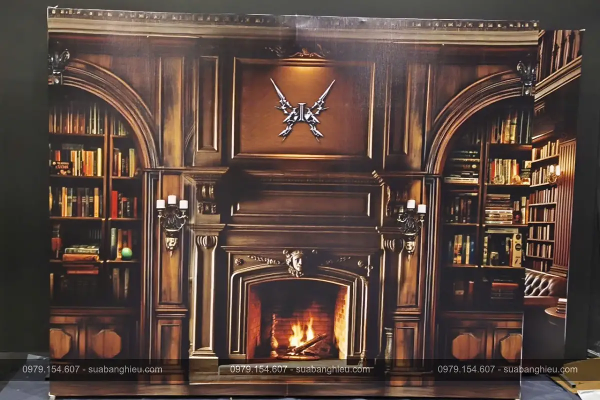 Backdrop Hiflex Dùng Cho LiveStream Nền Lò Sưởi