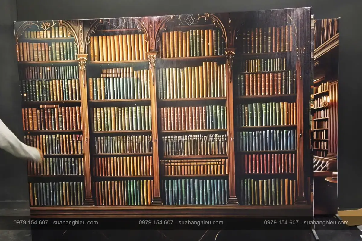 Backdrop Hiflex Dung Trong LiveStream Background Kệ Sách