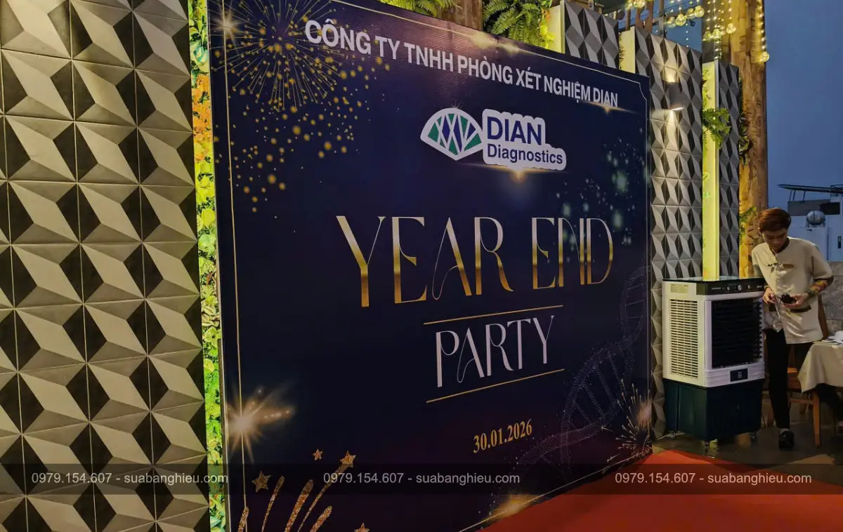Backdrop Year End Party Công Ty TNHH Phòng Xét Nghiệm DIAN Tại Nhà Hàng Hương Cau