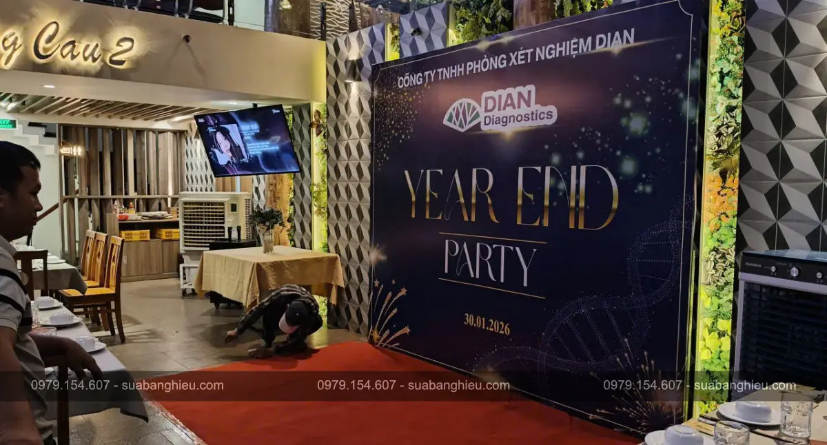 Backdrop Year End Party Công Ty TNHH Phòng Xét Nghiệm DIAN Tại Nhà Hàng Hương Cau