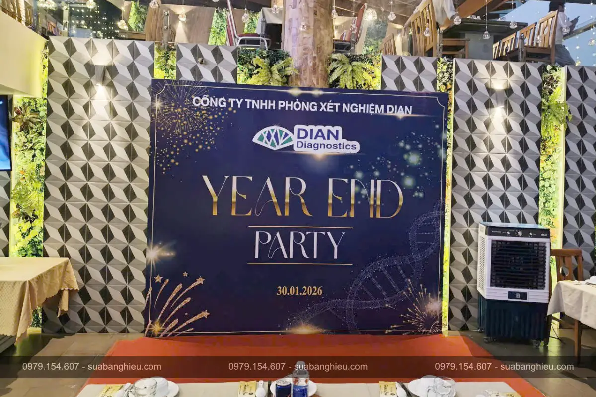 Backdrop Year End Party Công Ty TNHH Phòng Xét Nghiệm DIAN Tại Nhà Hàng Hương Cau