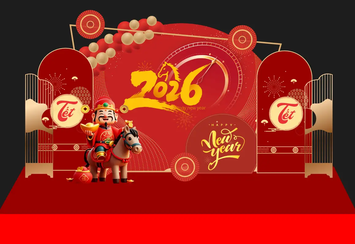 Mẫu Thiết Kế Maket Backdrop Năm Mới F19