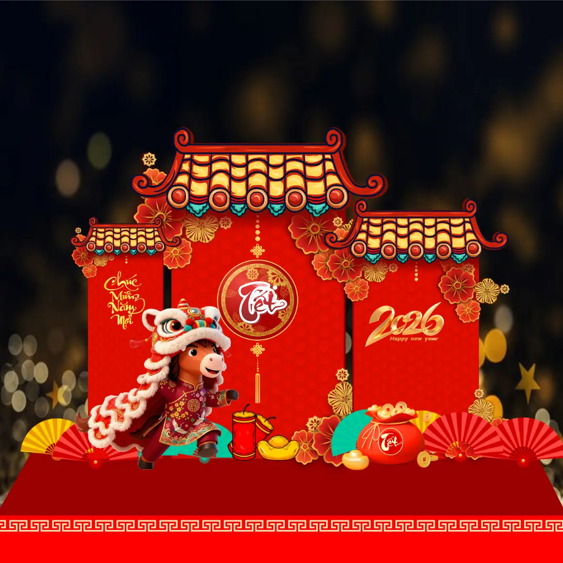 Mẫu Thiết Kế Backdrop Năm Mới F28