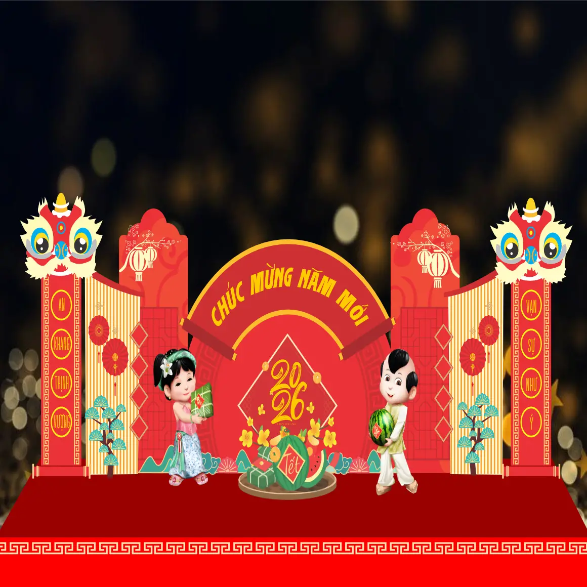 Mẫu Thiết Kế Backdrop Năm Mới F32