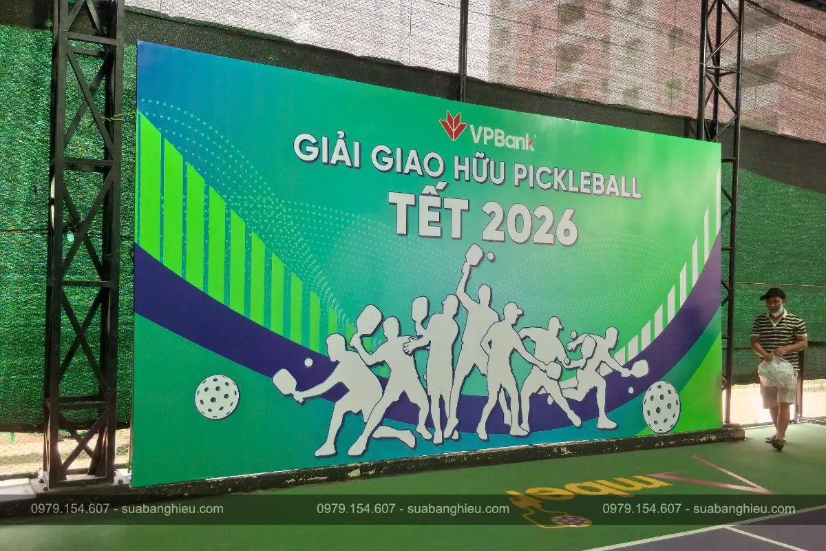 Backdrop Hiflex Giới Thiệu Giải Giao Hữu Pickleball Tết 2026 Do VPBank Tài Trợ
