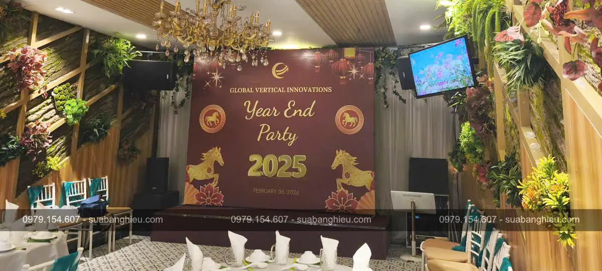 Backdrop Sân Khấu Sự Kiện Year End Party 2025 Tại Global Vertical Innovations