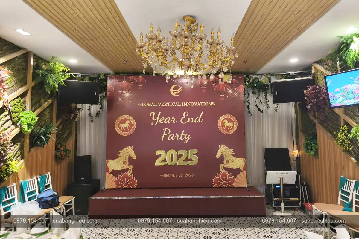 Backdrop Sân Khấu Sự Kiện Year End Party 2025 Tại Global Vertical Innovations