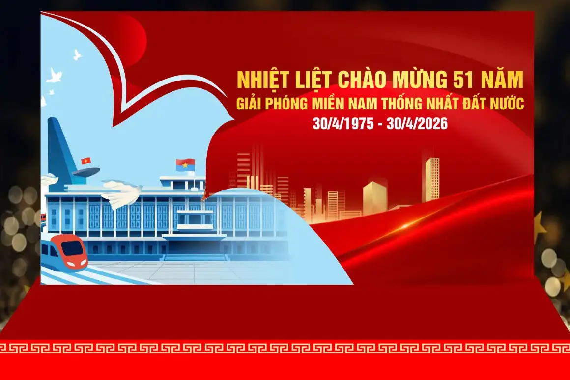 Mẫu Backdrop Hiflex Kỷ Niệm Ngày Giải Phóng Miền Nam 30/4 H62