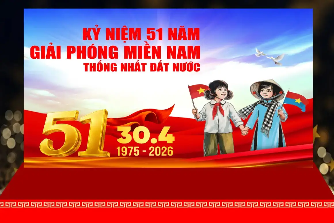Mẫu Backdrop Hiflex Kỷ Niệm Ngày Giải Phóng Miền Nam 30/4 H64