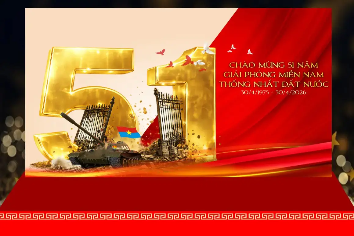 Mẫu Backdrop Hiflex Kỷ Niệm Ngày Giải Phóng Miền Nam 30/4 H65