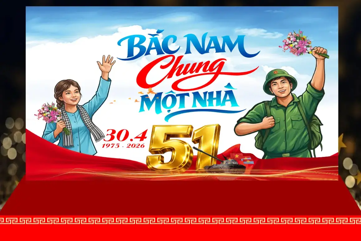 Mẫu Backdrop Hiflex Kỷ Niệm Ngày Giải Phóng Miền Nam 30/4 H66