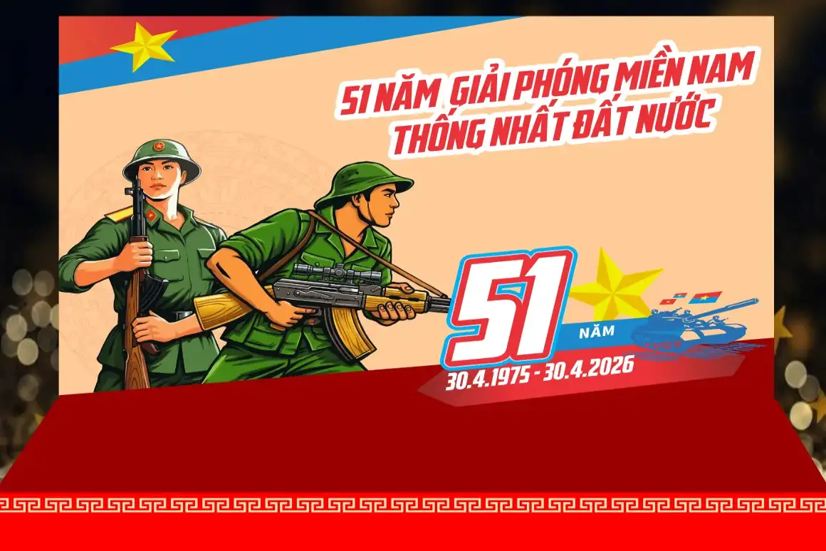 Mẫu Backdrop Hiflex Kỷ Niệm Ngày Giải Phóng Miền Nam 30/4 H68