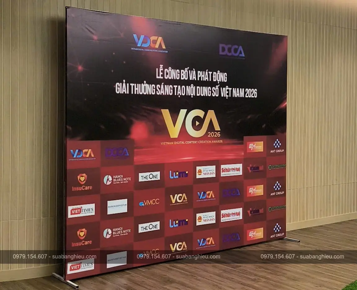 Backdrop Hiflex Sự Kiện Giải Thưởng Sáng Tạo Nội Dung Số 2026 Của VDCA