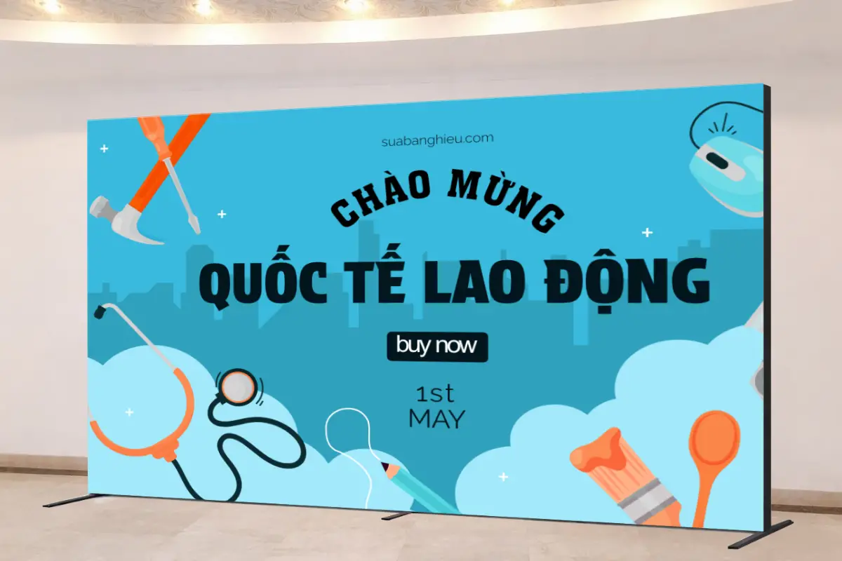Mẫu Backdrop Chào Mừng Quốc Tế Lao Động 1/5 H8797767