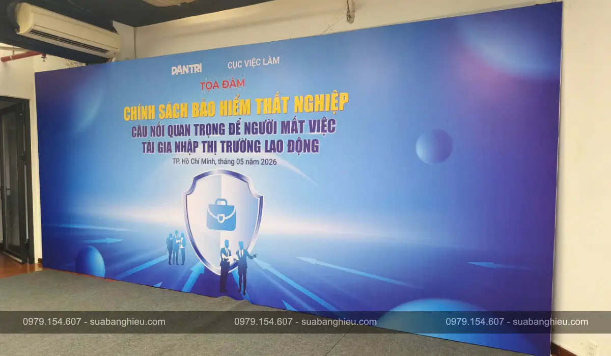 Backdrop Hiflex Tọa Đàm Chính Sách Bảo Hiểm Thất Nghiệp
